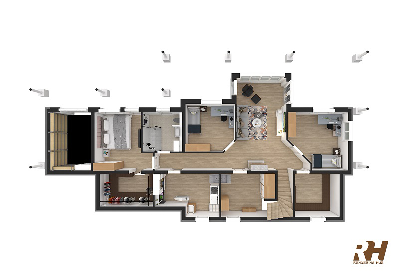 3D Floorplan of a Family Home
