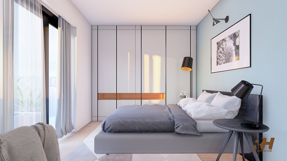 modern bedroom interior render